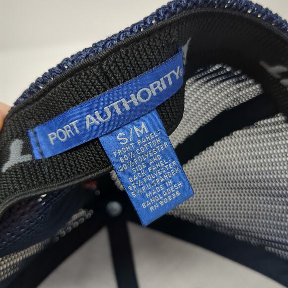 Mountain Power Fitted Trucker Hat Blue M Embroidered Mesh Back Port Authority - Picture 9 of 9